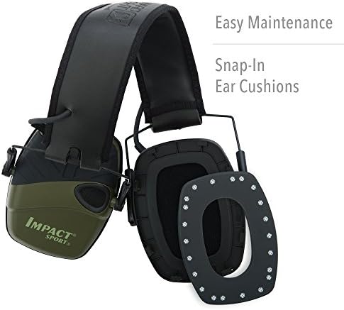 Howard Leight by Honeywell 1013530 Impact Sport Sound Amplification Electronic Shooting Earmuff, Classic Green