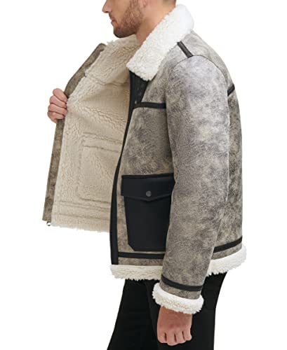 Levi's Men's Faux Shearling Rancher Aviator Jacket, Grey, X-Large4