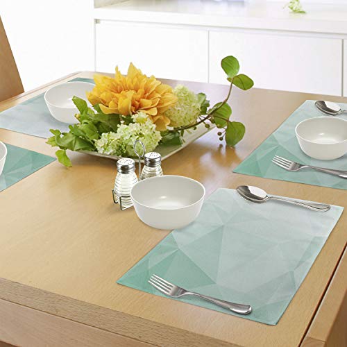Lunarable Mint Place Mats Set Of 4, Polygonal Geometric Style Psychedelic Abstract Shady Digital Graphic Design, Washable Fabric Placemats For Dining Table, Standard Size, Turquoise Seafoam #TOP3