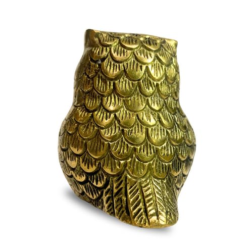 Image of Pure Brass Owl Idol, Vastu Remedy for Wisdom & Wealth (9 cm, 620 g)