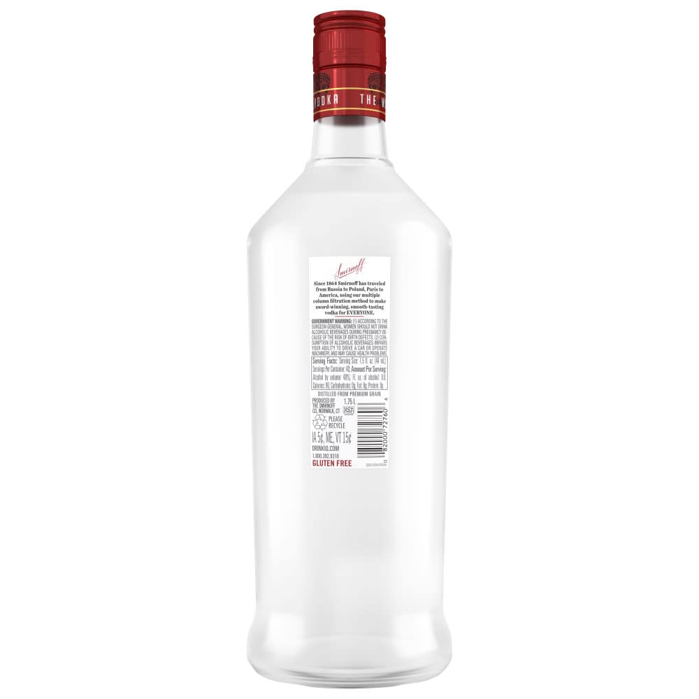 Buy Smirnoff No. 21 Red Label Vodka, 1.75 L, 80 Proof Online at Lowest