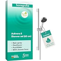 hansgrohe Activera S - Duschset mit Duschkopf wassersparend (EcoSmart, 1 Strahlart), Duschschlauch (1,60 m) und Duschstange (0,65 m), Chrom, 28041000 – Ansicht 1