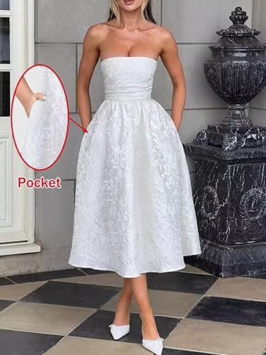 dideyttawl Tea Length Prom Dress Corset A Line Cocktail Party Gowns Sleeveless Homecoming Dresses with Pockets 9014