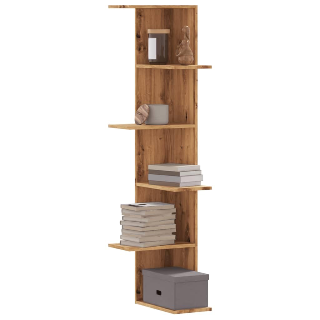 Estante esquinero de roble Furniture Select, 36,5x36,5x140 cm, madera de ingeniería