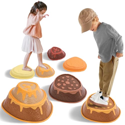 Kids Stepping Stones Balance Set, Floor Is Lava Volcano Stepping Stones Game, Non-Slip Sensory Balance Toys for Toddlers & Kids, Indoor/Outdoor...