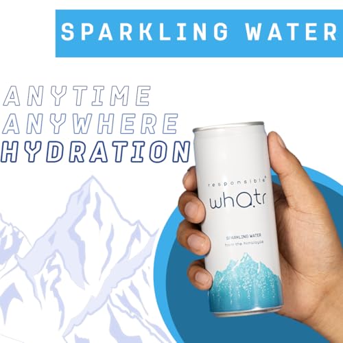 Image of RESPONSIBLE WHATR-SPARKLING WATER (12 X 250ML) Natural Sparkling Water from Himalayas -Pack of 12, 250ml Cans -Refreshing, Sparkling Drink -Great for Hydration, Parties & Wellness -Carbonated Beverage