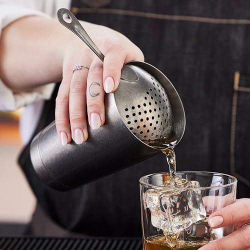 Soro Essentials- 6-3/8” Stainless Steel Julep Strainer Crafted Steel- Cocktail Strainer Bar Strainer Spoon for Cocktail Shakers Mixing Glasses Cocktail Drinks Home Bar Restaurants - Thumbnail 3