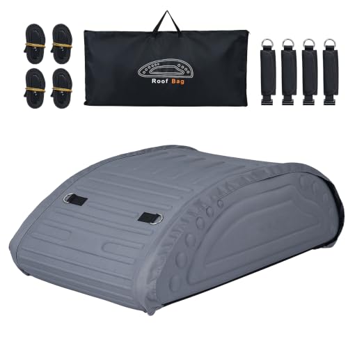 GIANTEX Cofre de techo para coche de 400 litros, impermeable, 4 correas de fijación, base antideslizante y bolsa de transporte, caja de equipaje aerodinámica, portaequipajes para SUV, sedán, furgoneta