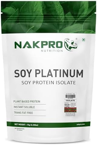 NAKPRO VEGAN SOY PROTEIN ISOLATE 90% | 27.4g Protein, 4.7g BCAA | High Quality Vegan Plant Based Protein for Muscle Growth | Raw, Natural Protein for Men, Women & Athletes | 1 Kg Unflavoured (30 Servings)