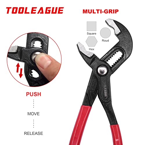 Tooleague Heavy Duty Water Pump Pliers, Large Plumbing Pliers, 16-Inch Groove Slip Joint Set, Push Button Quick Adjustable Pliers #TOP2