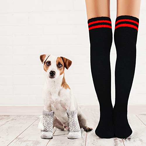 Image of Benefeet Sox Girls Cute Animal Fuzzy Knee High Socks Womens Funny Striped Cozy Winter Warm FluffyThigh High Socks Leg Warmers