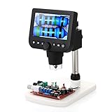 Microscopio de inspección digital KKmoon 4.3'LCD 800X Ampliación Salida de TV 3.0MP Lupa de captura de video y foto con soporte y fuente de luz LED ajustable de 8 piezas