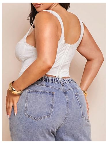 Floerns Women's Plus Size Floral Lace Corset Tops Sleeveless Date Night Camisole3