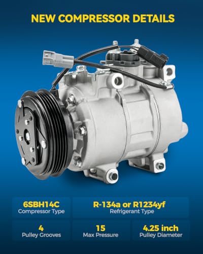 Image of PHILTOP YCC376 Air Conditioner AC Compressor with Clutch for Ford Focus 2016 2.0T, 2014-2018 2.0L