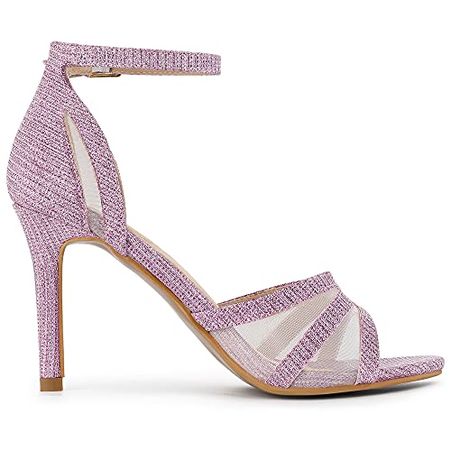 Image of Allegra K Women's Glitter Ankle Strap Stiletto Heels Sandals
