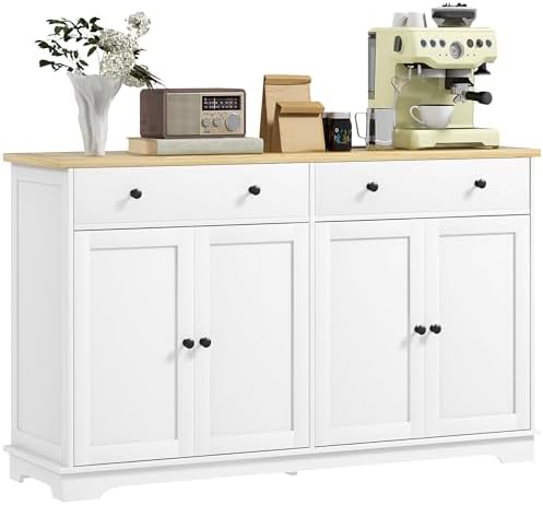 Coffee Bar Cabinet Buffet Cabinets Sideboard for Kitchen, 55''W，Kitchen Cabinet with Doors and Adjustable Shelves main image 1