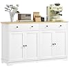 HOMCOM Sideboard Buffet Cabinet with Storage 55 Modern Kitchen Cabinet with 2 Doors 2 Drawers and 2 Adjustable Shelves Coffee Bar Cabinet White
