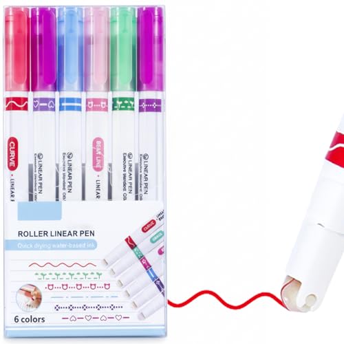 LEMONSTONE Juego de 6 rotuladores fluorescentes, con 6 patrones y colores diferentes, juego de subrayadores pastel, para diario de balas, escuela, niños, regalos de Pascua, colores brillantes