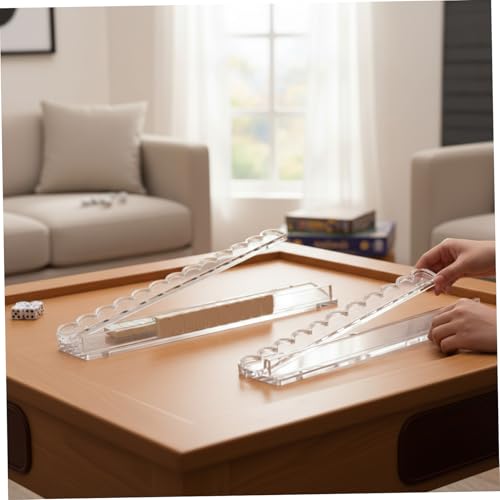 Estante Mahjong acrílico transparente de 20 pulgadas con empujador magnético 3