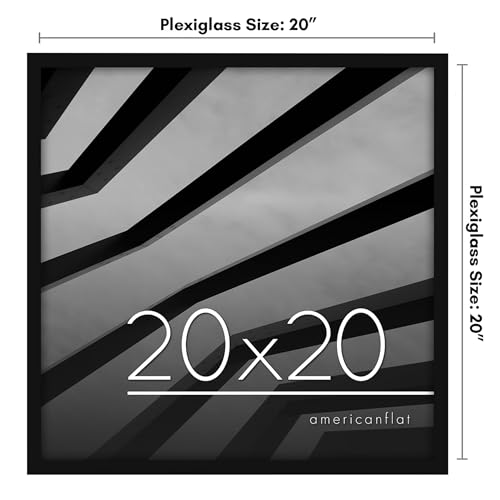 Americanflat 20x20 Picture Frame with Polished Plexiglass - Streamline Collection - Thin Border Square Frame for Wall Display - Hanging Hardware Included - Black
