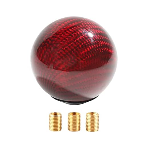 SUJADE YAKEFLY Universal Shifter, Round Carbon Fiber Gear Shift Knob with 3 Aluminum Adapters, Car Shift Lever Stick Knob (Carbon Red)