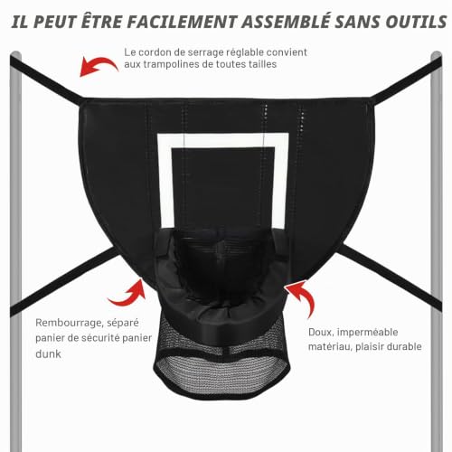 Panier de basket pour trampoline intérieur avec 4 ballons et pompe