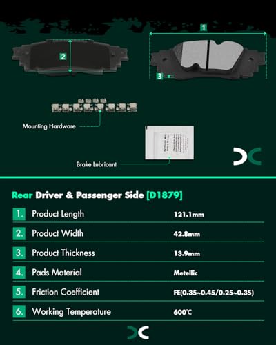Image of SCITOO D1879 D1324 Front Ceramic & Rear Metal Brake Pads Sets w /Hardware Fit 16-22 For Lexus For RX350,18-22 For RX350L,16-22 For RX450h,18-22 For RX450hL,20-21 For Toyota For Avalon,20-24 For Camry