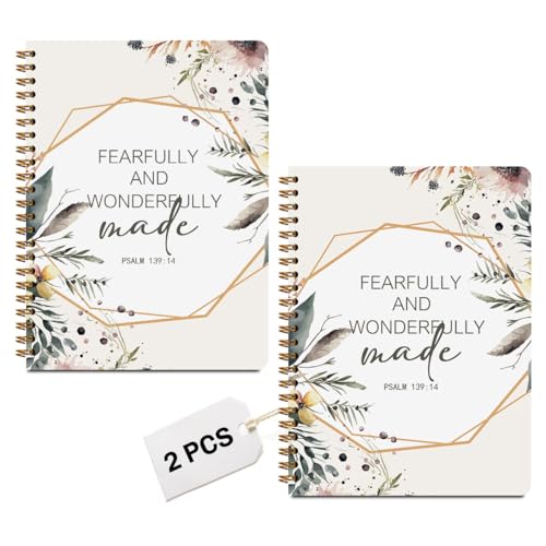 Image of MQBMQB 2Pcs Boho Floral Religious Spiral Notebooks for Women, Notebook College Ruled, Bible Verse Notebook Travel Journal for Writing, Flower Diary Christian Gifts for Women, A5(8.3x5.8inch)