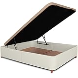 Ventadecolchones - Canapé Abatible Serena con Patas | Tapizado en Polipiel Blanco Roto con Tapa en Tejido 3D Transpirable | 150 x 200 cm