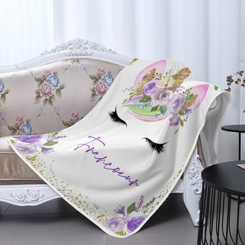 GoTussWO Custom Floral Crown Unicorn Weighted Blanket Cooling Laye, Keep Cooling All Night,30x40Inch