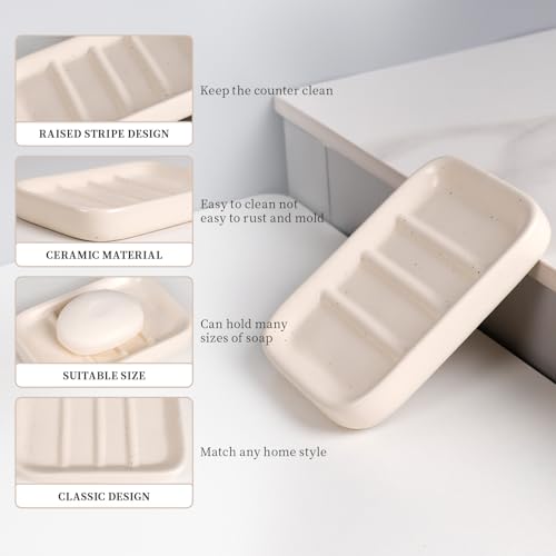 Image of BosilunLife Apricot Ceramic Bathroom Accessories Set of 4 | Bathroom Decor Sets Accessories Bathroom Lotion Soap Dispenser and Toothbrush Holder Set, Soap Dish, Apothecary Jars.(Liquid)