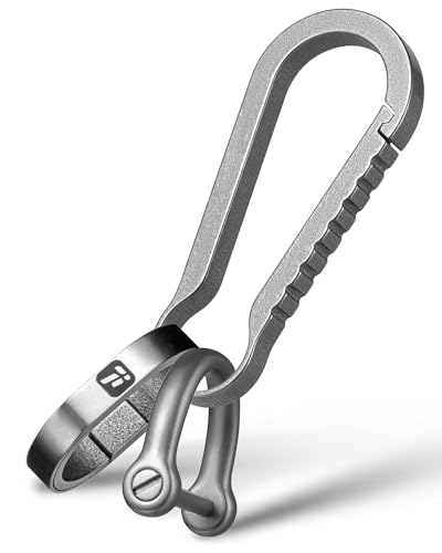 Image of FEGVE Titanium Key Chain Clip with Side-Pushing Key Ring & 2 /3inch D Ring for Car Fob Keys