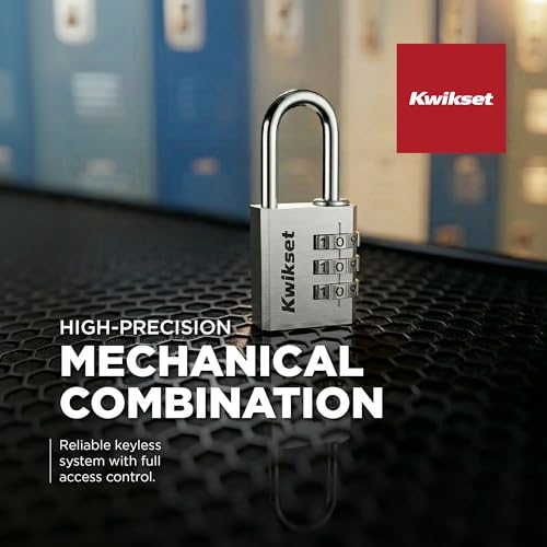 Candado de combinación Kwikset de aluminio con tres dígitos para cobertizos exteriores en gris 6