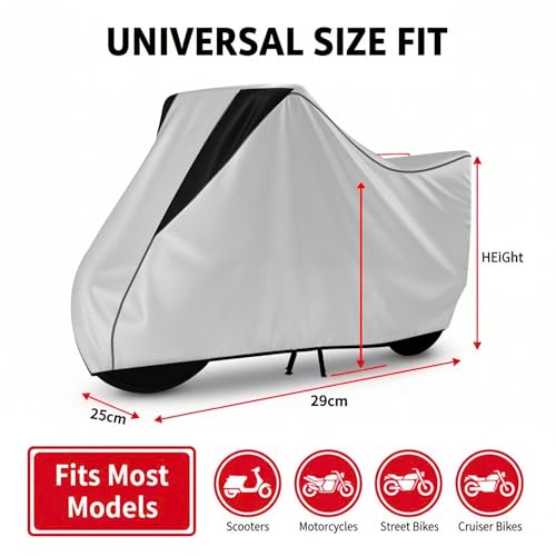 Image of Motorcycle Bike Body Cover for Outdoor Use - Heavy Fabric Water Resistant Two Wheeler Cover with UV, Dust & Rain Protection Compatible for Classic 350