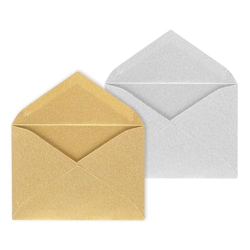 ÖKI Briefumschläge Gold/Silber | Für Für Gutscheinkarten, Geldgeschenke, kleine Grußkarten, etc. | 5 Stk. pro Farbe | Briefkuvert/Briefhülle | Größe C7 81 x 114mm | 10 Stück