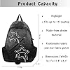 Y2K Star Rucksack, Grunge Goth Denim Büchertasche, Punk Emo-Rucksack für Damen und Herren, einzigartiger Gothic-Mode-Rucksack für den täglichen Gebrauch, Schwarz, 16.1x11.4x5.1inch #1