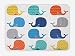 Lunarable Nursery Bath Mat, Fish Sea Nautical Funny Colorful Whales in Stripes Dots Geometric Zig Zag Chevron, Plush Bathroom Decor Mat with Non Slip Backing, 29.5" X 17.5", Yellow Grey