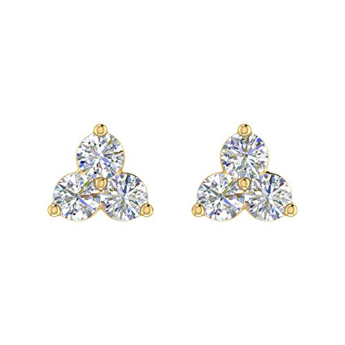 3-Stone Diamond Stud Earrings In 10K Yellow Gold (0.31 Carat) #TOP2
