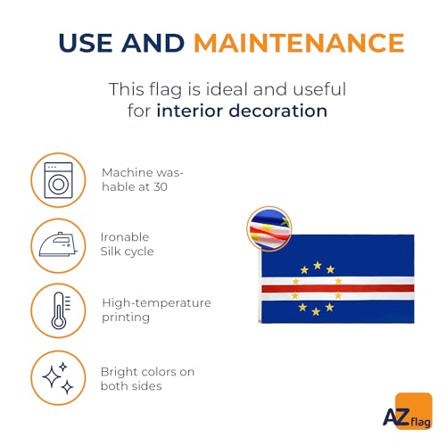 Image of AZ FLAG - Cape Verde Flag - 3x5 Ft - Light Polyester Cape Verdean Banner with Two Brass Eyelets - Fade Resistant - Vivid Colors - 3' x 5' Feet - 150x90 Cm
