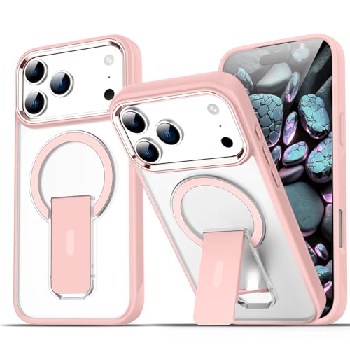 Coque magnétique iPhone 17 Pro rose avec support pour charge sans fil au quotidien