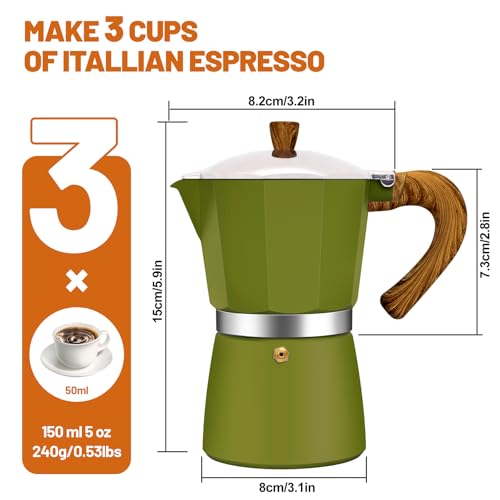 Image of 3 Cup Aluminum Espresso Stovetop Moka Pot Express Coffee Maker Percolator Italian Classic Mocha Coffee Machine for Italian and Cuban Cafe Brewing for Home & Camping 150ml 5oz