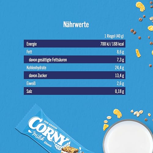Müsliriegel Corny Milch Classic, Milchsandwich mit Getreide und Milchcreme, Großpackung, 24x40g