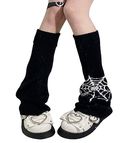 Image of WODECASA Girls Kawaii Leg Warmers Knitted Flared Leg Sleeves Goth Crochet Baggy Cuff Ankle Heap Socks