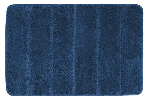 WENKO Badteppich Steps Marine Blue, 60 x 90 cm - Badematte, rutschhemmend, außergewöhnlich weiche...