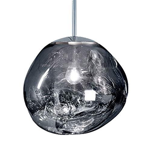 Lustre en verre soufflé bouche argent 20cm design lave artisanale unique