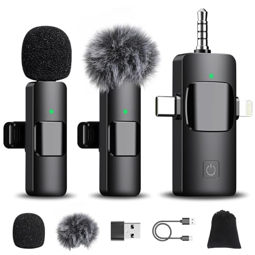 Romon Micrófono Inalámbrico Solapa para iPhone/iPad/Android/Ordenador, Mini Inalambrico Microfono Solapa para Movil, Reducción de Ruido, Portátil Micrófono para Grabación de Video Live Stream