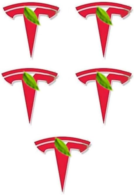 Center Cap Wheel Rim Logo T Emblem Decals Stickers 5 Pieces Compatible with Model 3 & Y [Red]