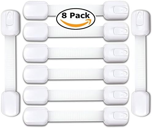 EliteBaby Baby Proofing Adjustable Child Safety Cabinet Locks, 8 Pack - Babylock Cabinet Latches to Baby Proof Cabinets, Drawers Locks | Child Safety Locks | No Drilling | 3M