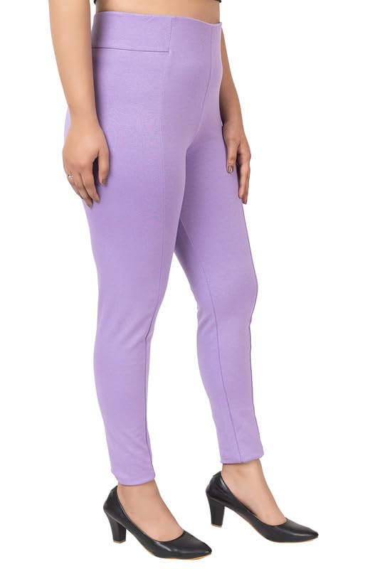 Image of Mlada Slim Fit Jeggings with Elastic Waist Band for Women Office Work Formal Wear Trousers Stretch Cotton Knit High Waist Skinny Fit Jeggings Lycra Pants Travel Comfort Jeggings