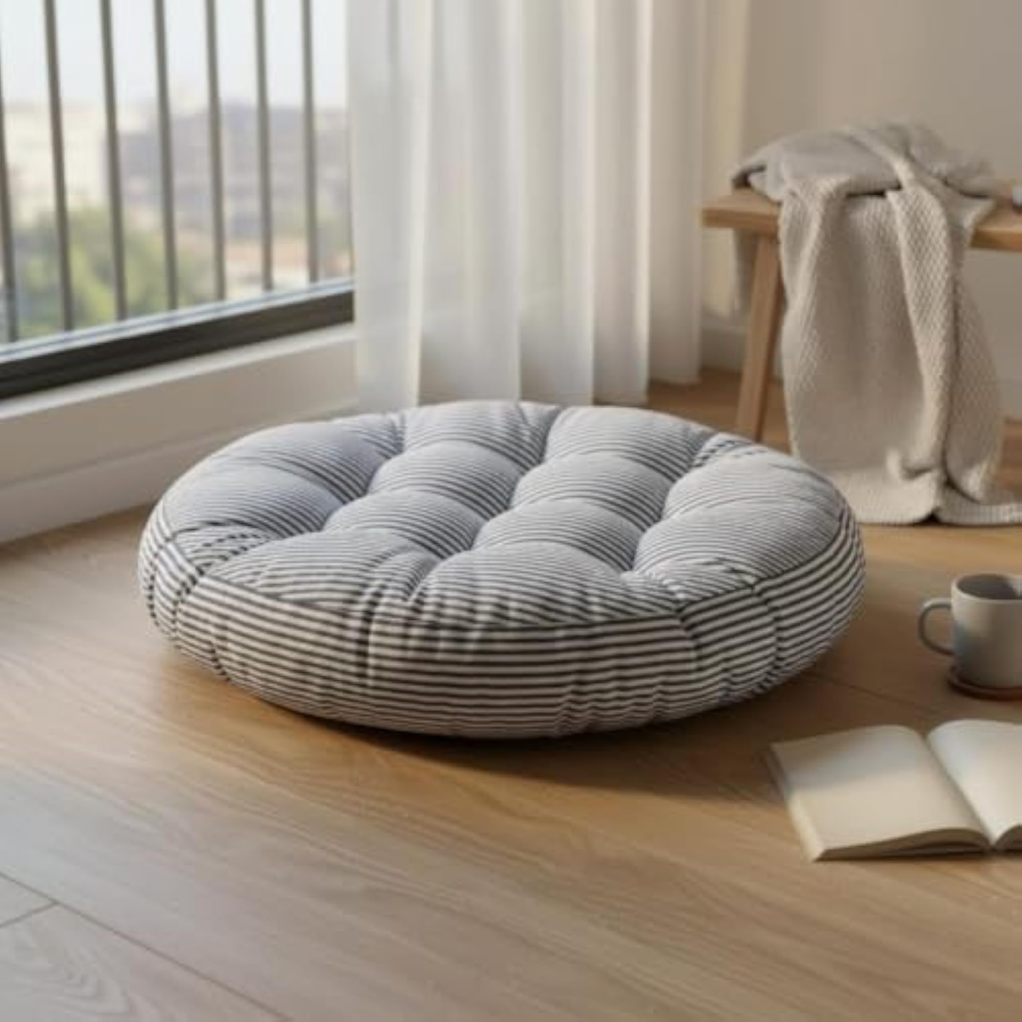 Thickened Round Tatami Cushion, Breathable Textile Design